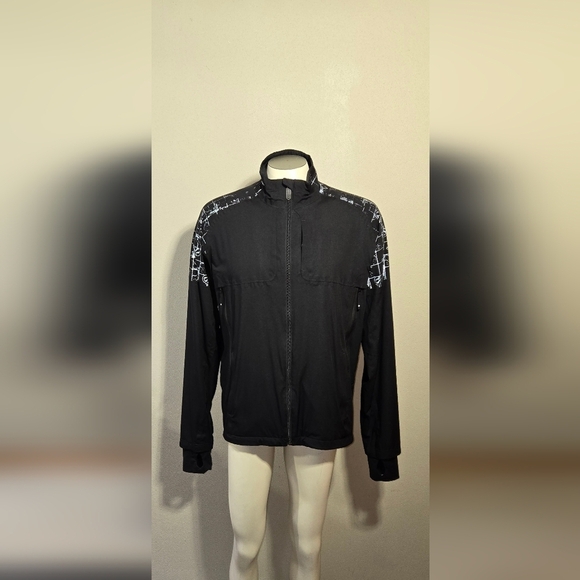 LULULEMON Wet+Dry+Warm Black Full-Zip Windbreaker Jacket w/ Logo Trim Men's